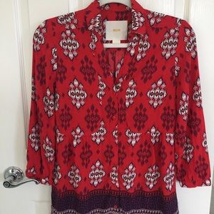 Anthropologie Maeve red Aztec top Sz 2